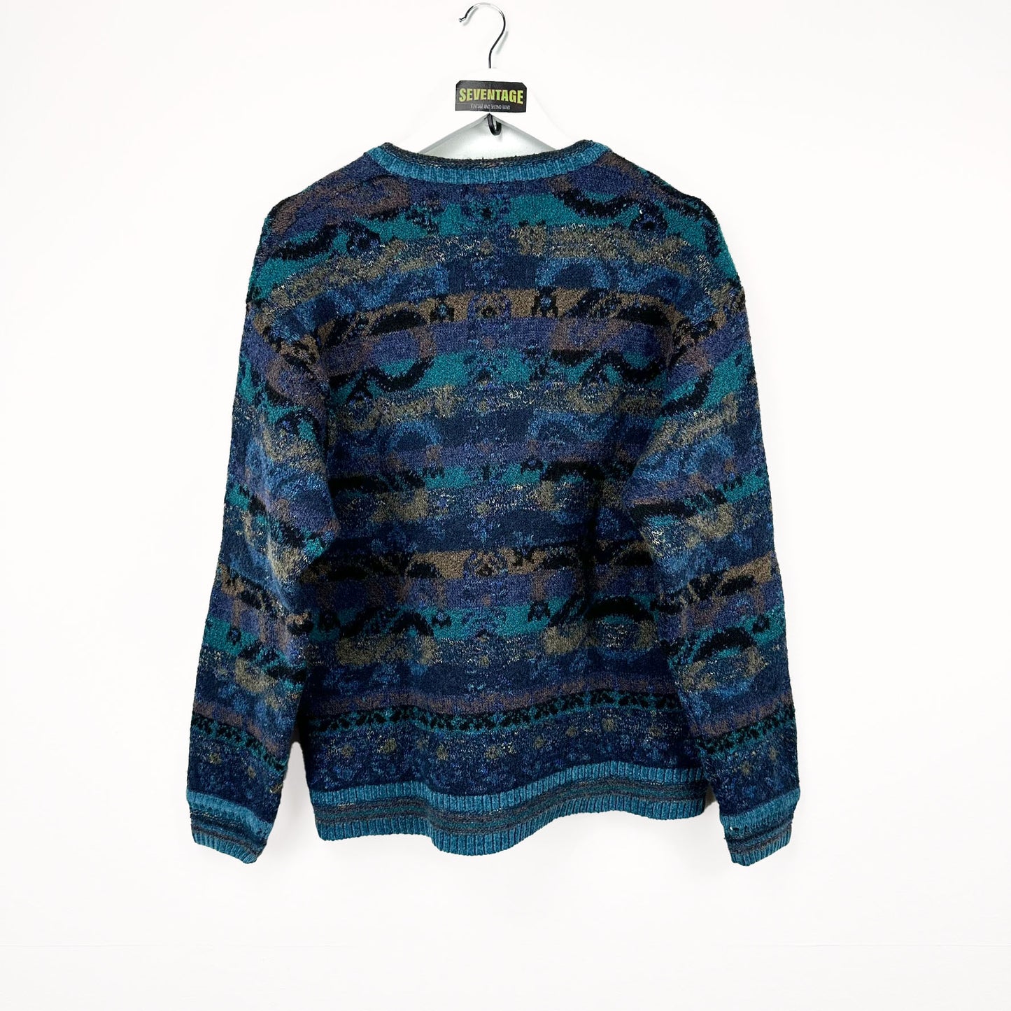 Maglione blu a righe in lana - M