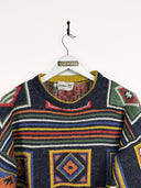 Maglione in lana multicolor 90s - L