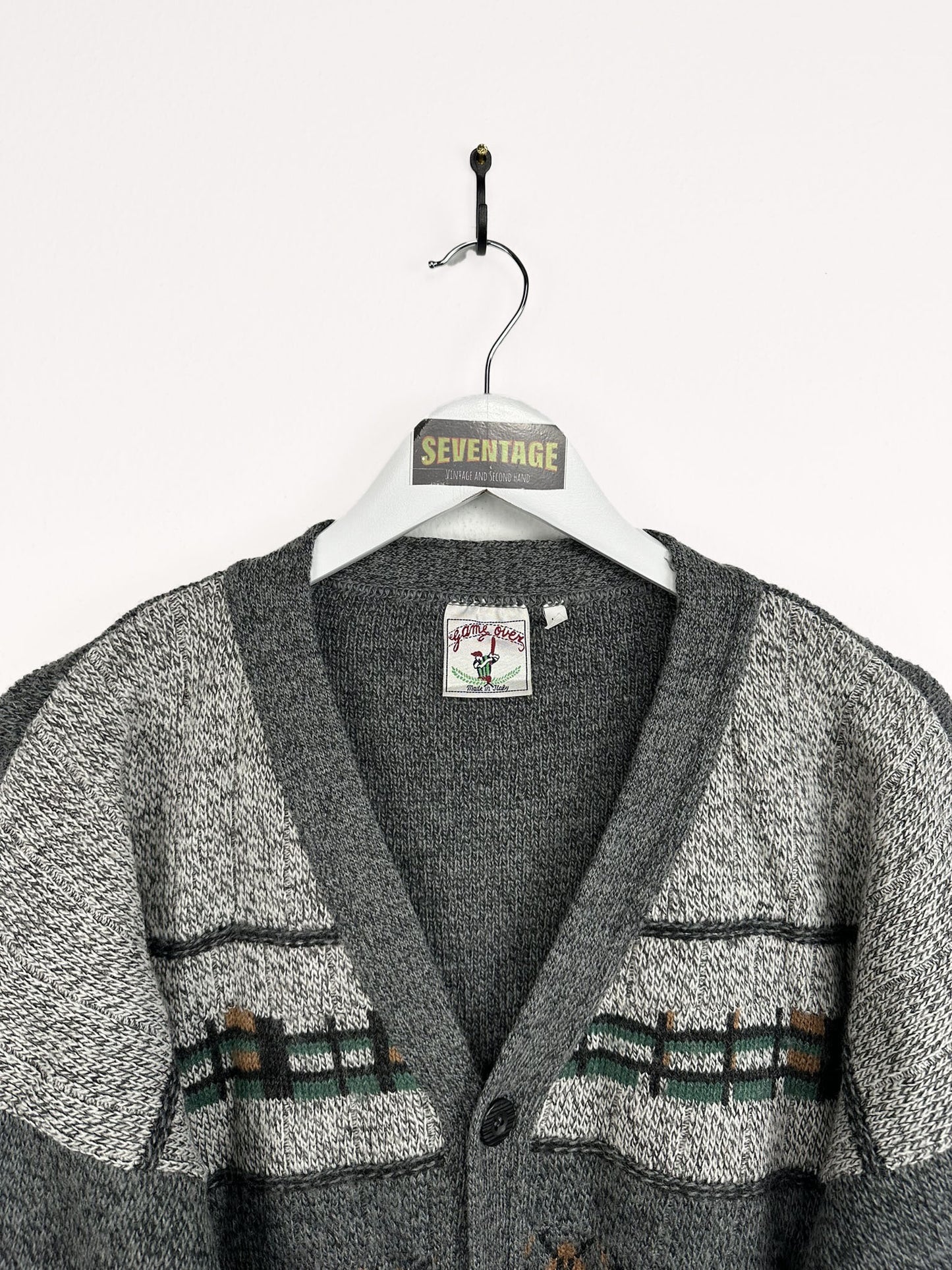 Cardigan grigio in lana 90s - M