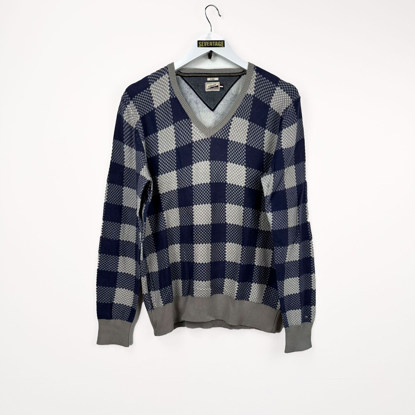 Maglione Tommy Hilfiger blu a quadri - L