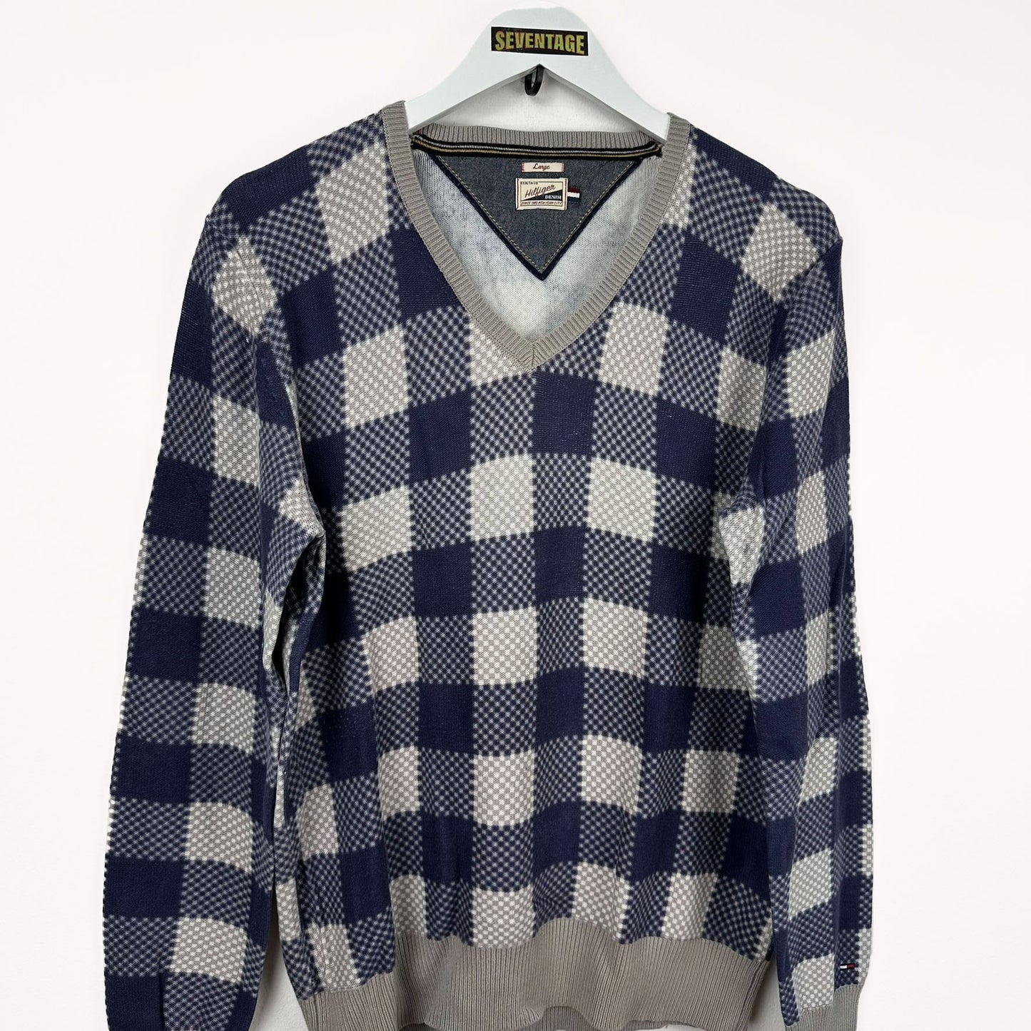 Maglione Tommy Hilfiger blu a quadri - L