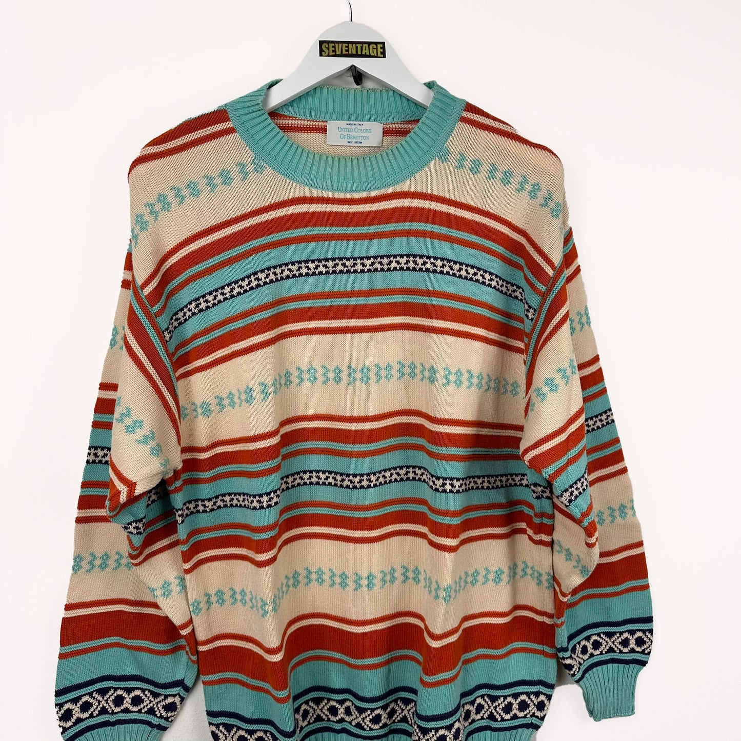 Maglione Benetton multicolor 80s - L