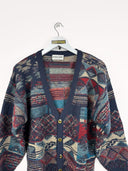 Cardigan blu multicolor 90s - M