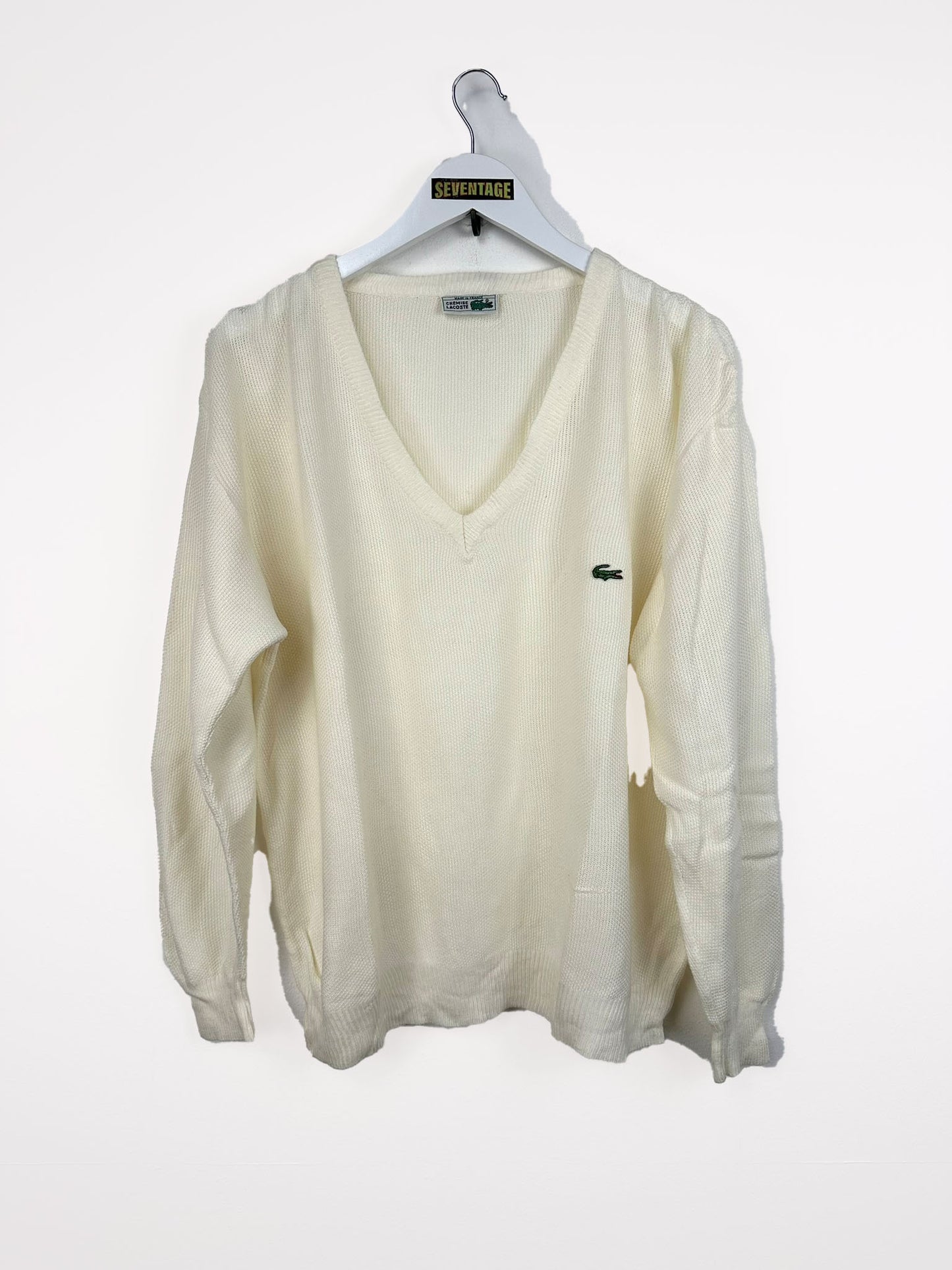 Maglione Lacoste bianco panna 80s - M