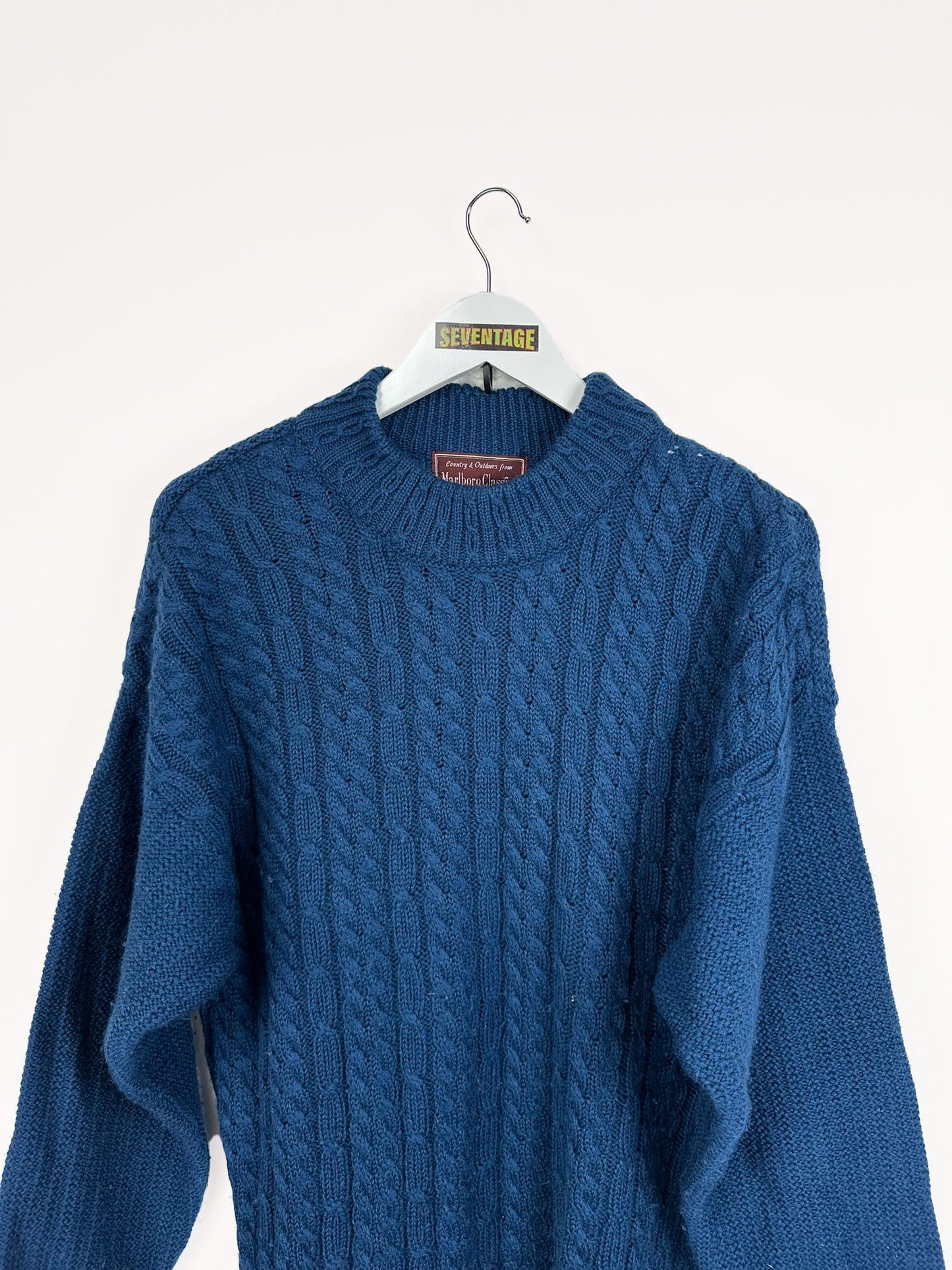 Maglione Marlboro blu in lana - L