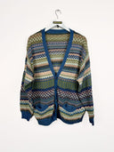 Cardigan multicolor a righe 80s - XL