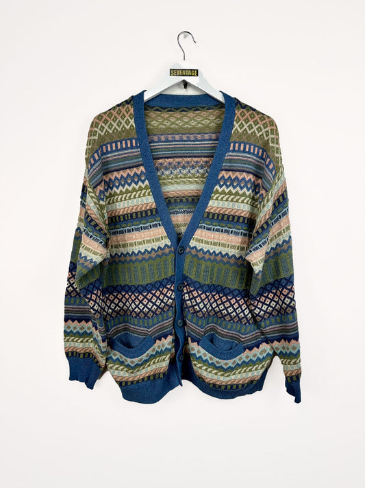 Cardigan multicolor a righe 80s - XL