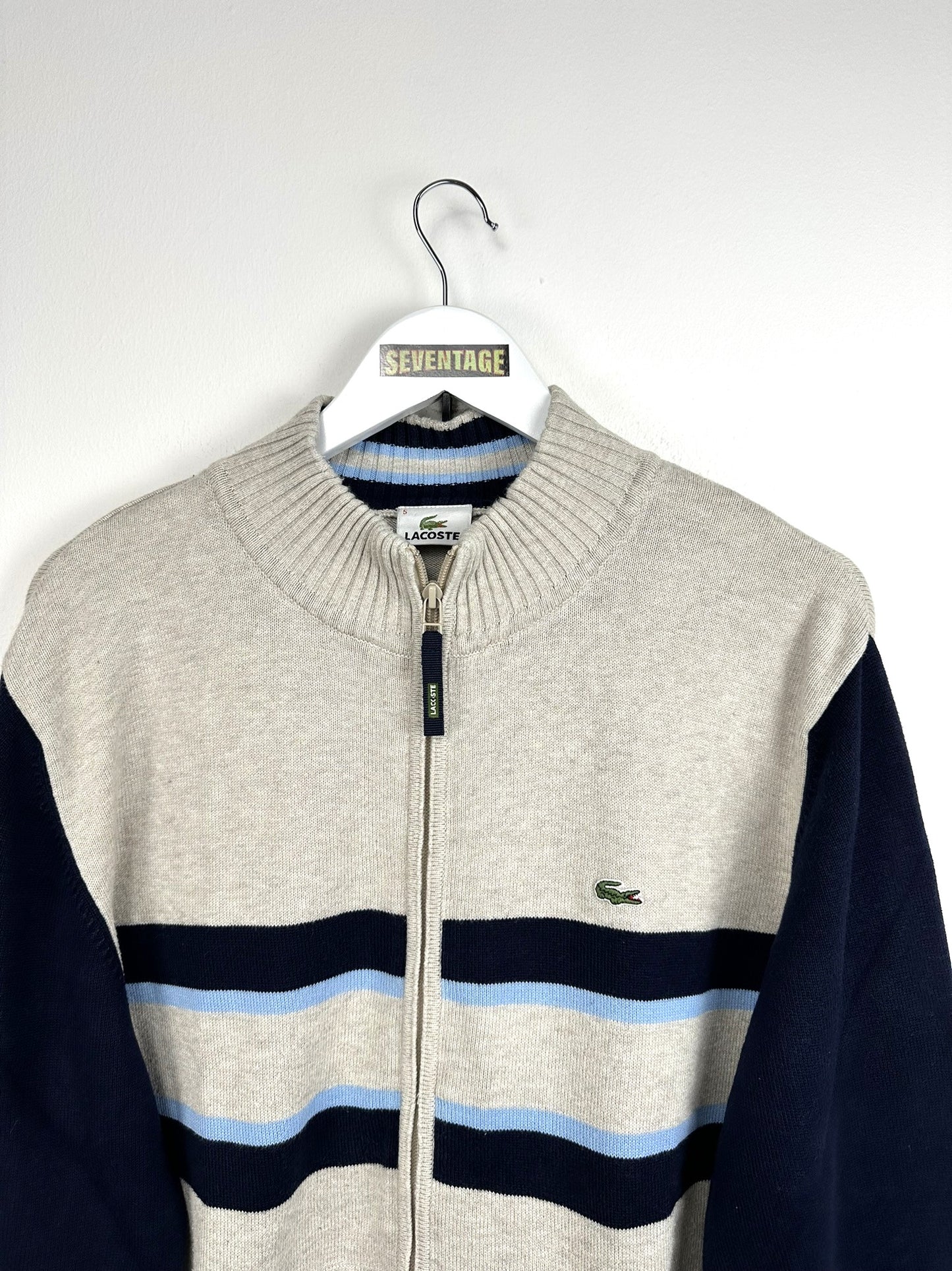 Cardigan Lacoste blu grigio 00s - L