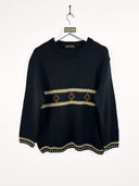 Maglione nero beige in lana - L