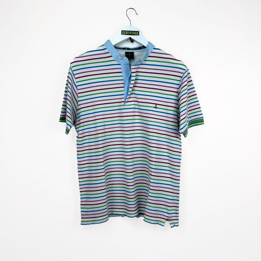 Polo bianca a righe multicolor - M