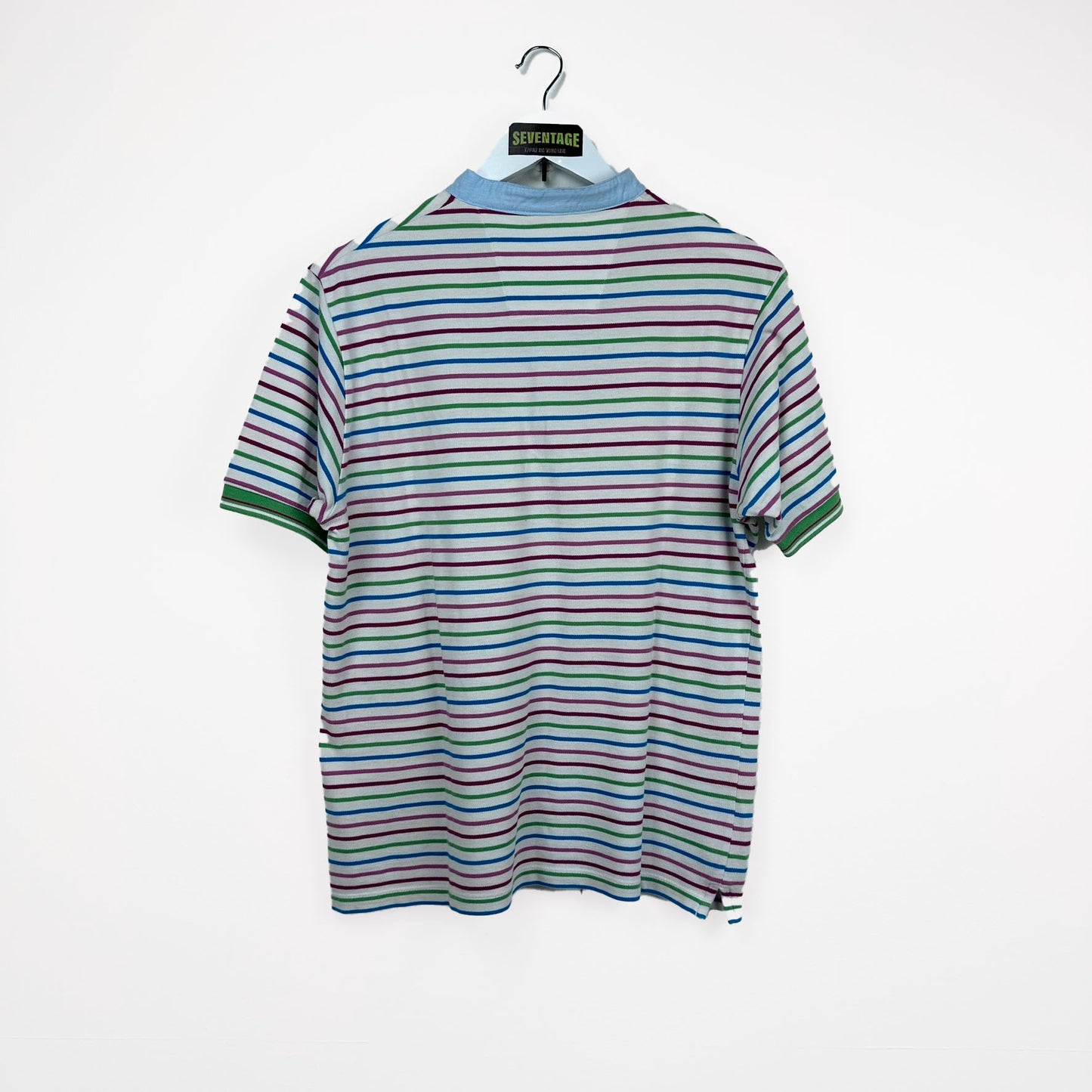 Polo bianca a righe multicolor - M