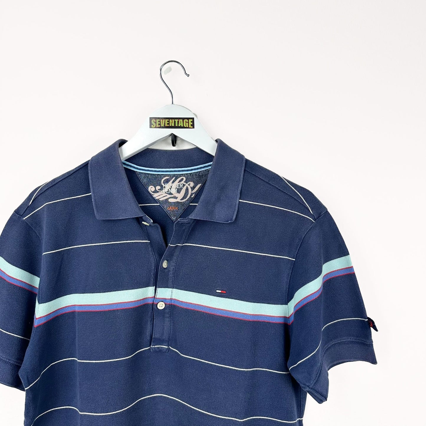 Polo Tommy Hilfiger blu a righe - L