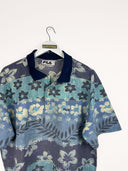 Polo Fila blu floreale 90s - XL