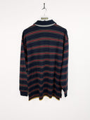 Polo blu a righe Tommy Hilfiger 00s - XL