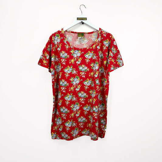 T-shirt Kenzo Jungle rossa floreale vintage - XL