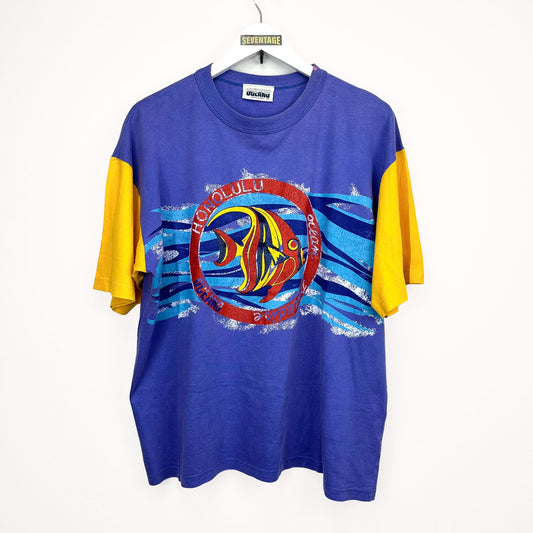 T-shirt viola multicolor vintage - XL