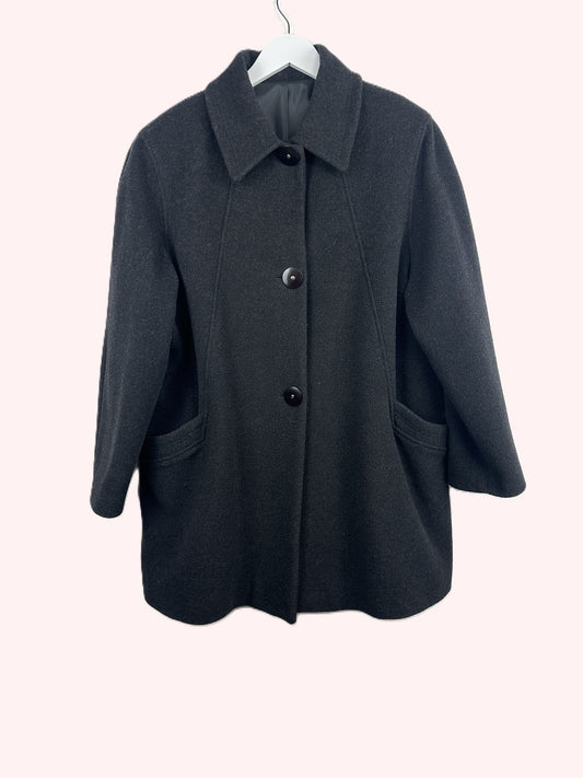 Cappotto nero 100% lana donna (25c208) - M