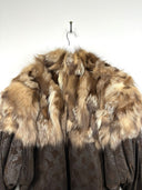 Pelliccia marrone con pelle decorata - M/L