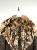 Pelliccia marrone con pelle decorata - M/L