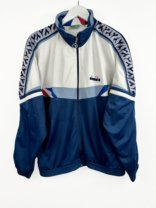 Felpa Diadora blu bianca 90s (25f27) - L