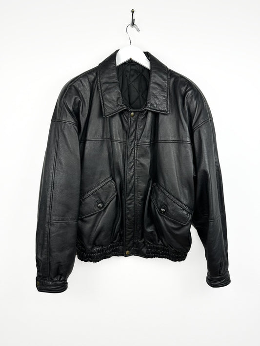 Bomber in pelle nero (25g105) - L