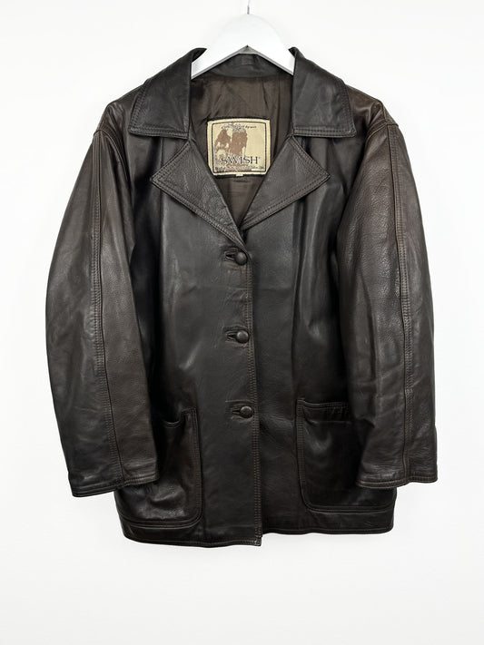 Giacca in pelle marrone 90s (25g110) - M