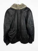Bomber nero in pelle con pelo (25g140) - XL