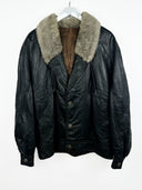 Bomber nero in pelle con pelo (25g140) - XL
