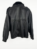 Bomber nero in pelle bottoni (25g141) - M