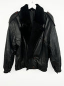 Bomber nero in pelle bottoni (25g141) - M