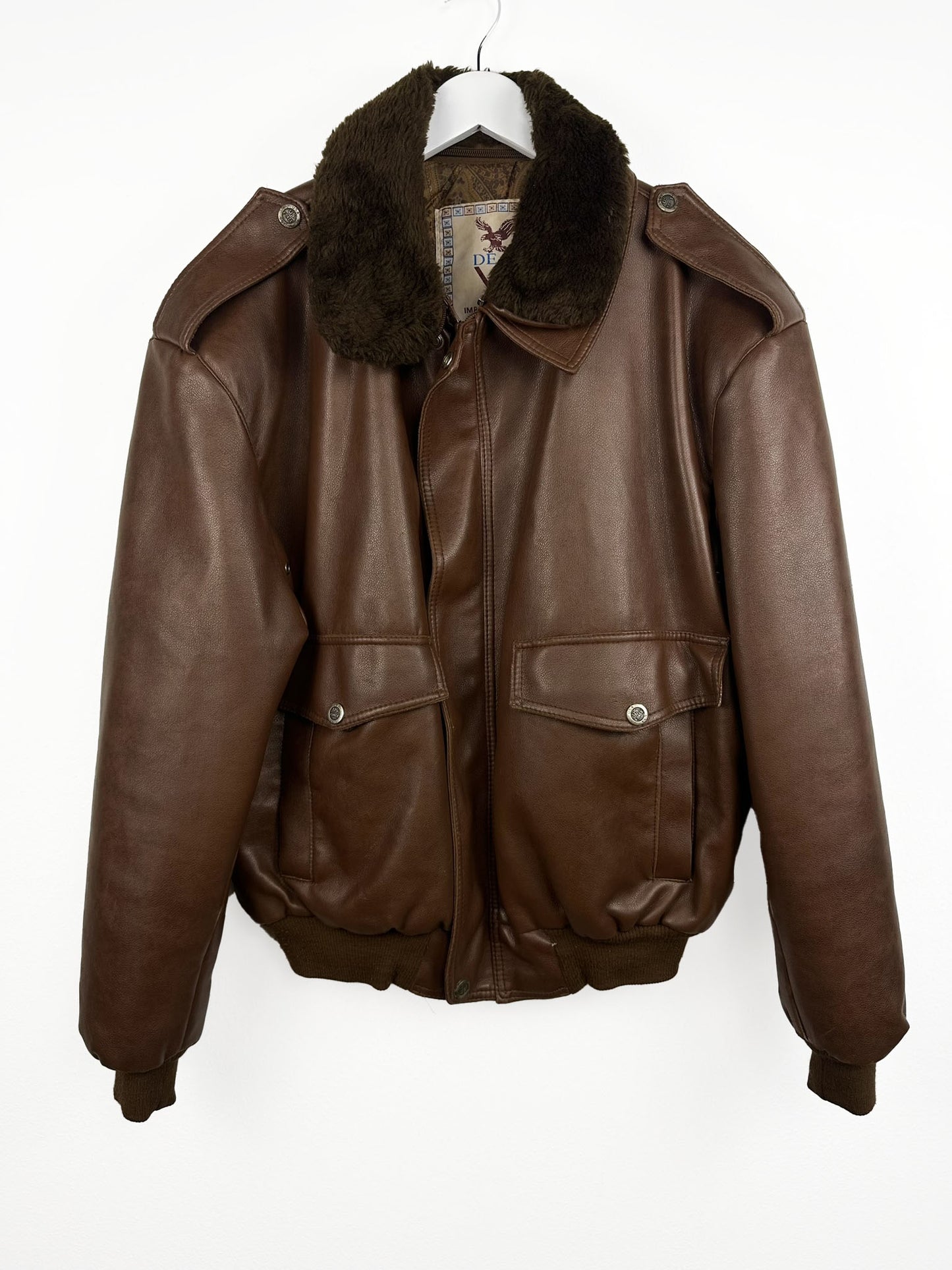 Giacca marrone in pelle aviator (25g142) - XL