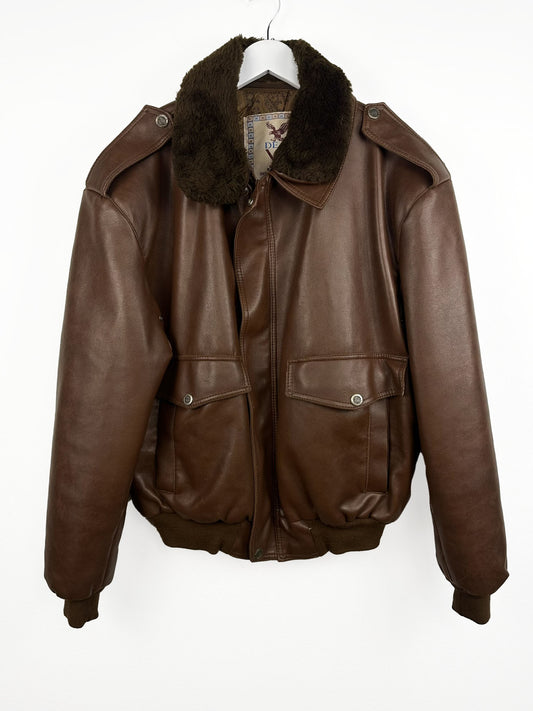 Giacca marrone in pelle aviator (25g142) - XL