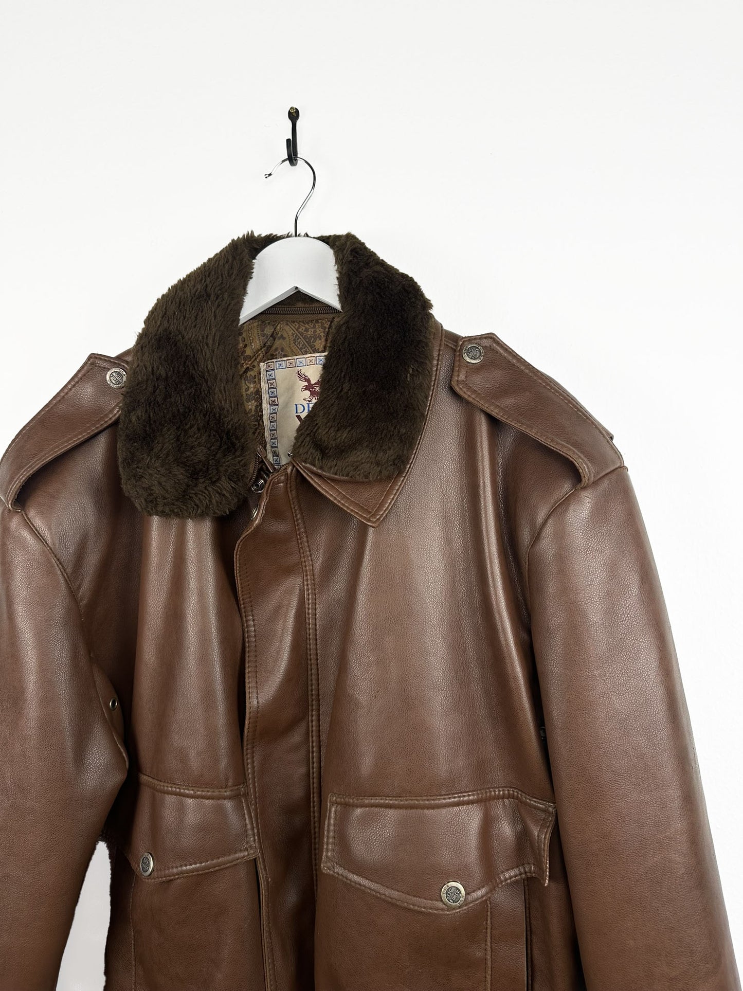 Giacca marrone in pelle aviator (25g142) - XL