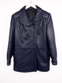 Giacca in pelle blu con ricami donna (25g144) - 46