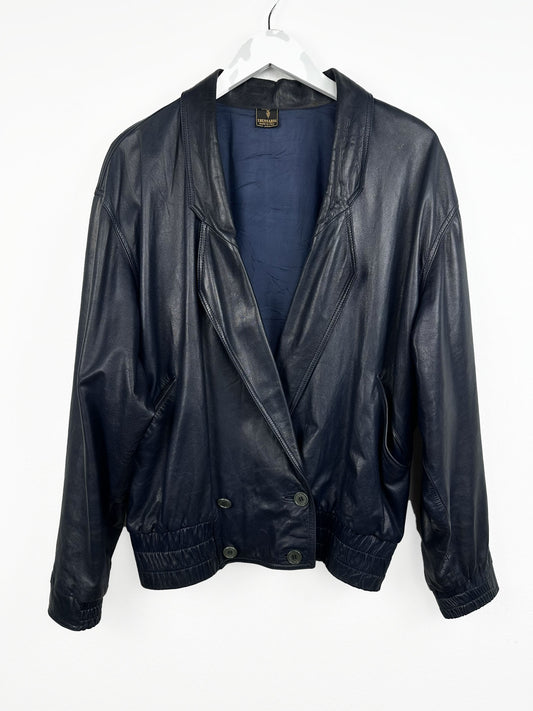 Giacca in pelle blu Trussardi (25g145) - L