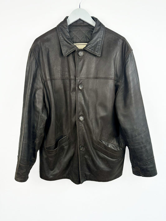 Giacca in pelle marrone (25g152) - L