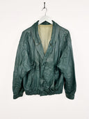 Giacca in pelle verde 90s - XL