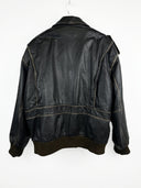 Bomber nero in pelle imbottito (25g191) - L