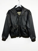 Bomber nero in pelle imbottito (25g191) - L