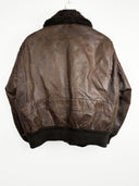 Bomber in pelle Schott marrone imbottito con pelo (25g540) - M