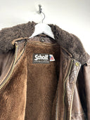 Bomber in pelle Schott marrone imbottito con pelo (25g540) - M