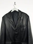 Giacca in pelle lunga nera (25g249) - XL