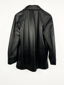 Giacca lunga nera in pelle donna (25g256) - 40/M