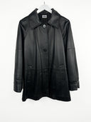 Giacca lunga nera in pelle donna (25g256) - 40/M