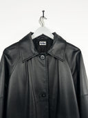 Giacca lunga nera in pelle donna (25g256) - 40/M