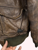 Bomber aviator in pelle marrone 90s (25g279) - L