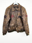 Bomber aviator in pelle marrone 90s (25g279) - L