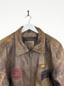 Bomber aviator in pelle marrone 90s (25g279) - L