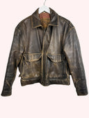 Giacca in pelle Fly Jacket marrone  80s (25g281) - S