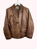 Giacca marrone cammello in pelle donna (25g282) - XS